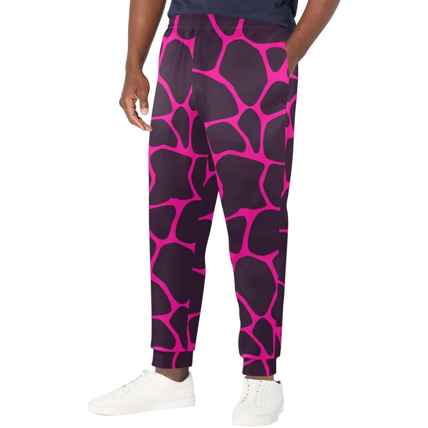 Giraffe Pink Background Texture Print Men's Casual Track Pants