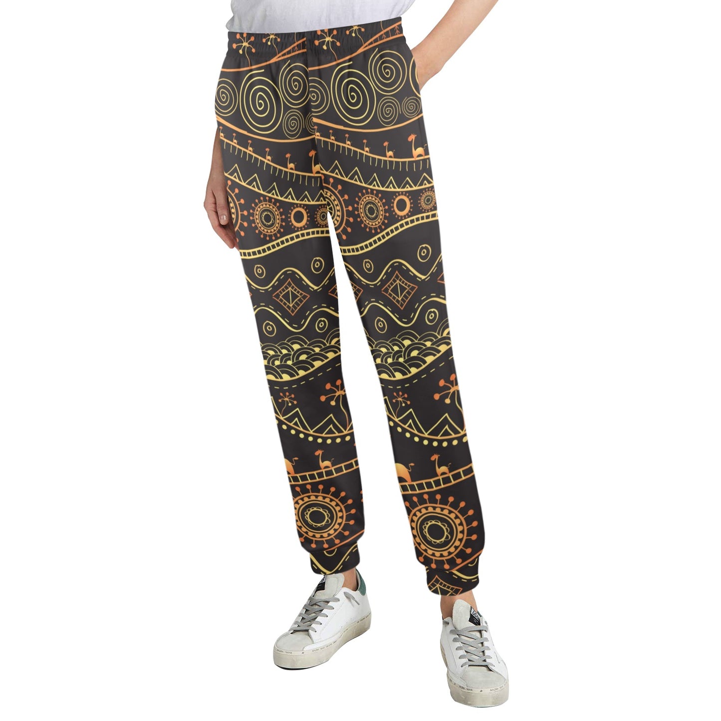 Gold African Design Women's Casual Track Pants