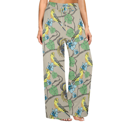 Parakeet Pattern Print Design A02 Women's Wide Leg Lounge Pants
