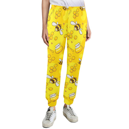 Bee Pattern Print Design BEE01 Women's Casual Track Pants