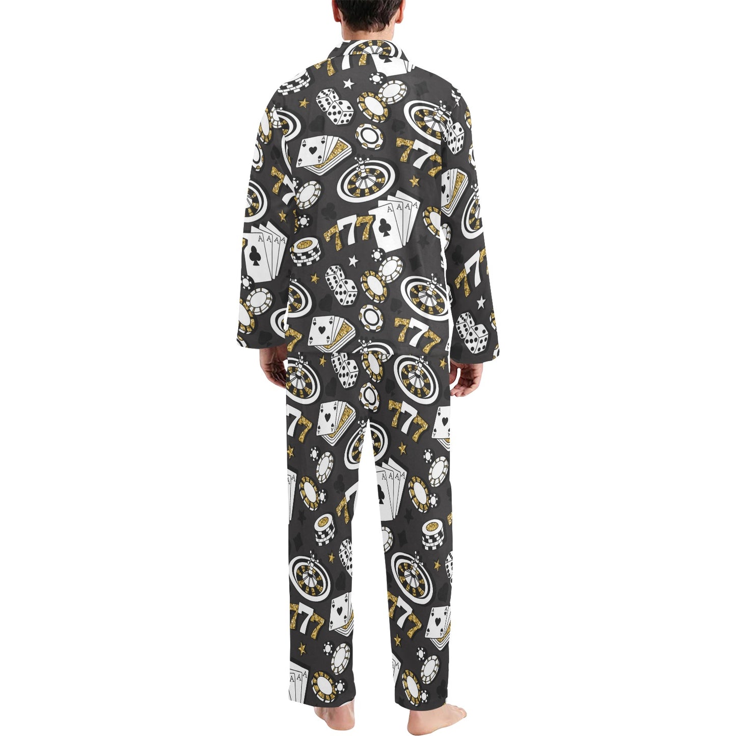 Casino Pattern Print Design 05 Men's Long Pajama Set