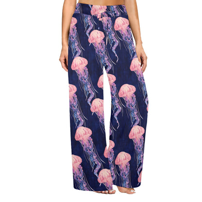 Jellyfish Pattern Print Design 03 Women's Wide Leg Lounge Pants