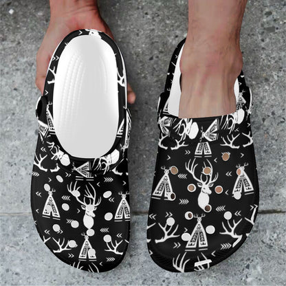 Deer Native Indian Print Pattern Unisex Clogs Shoes