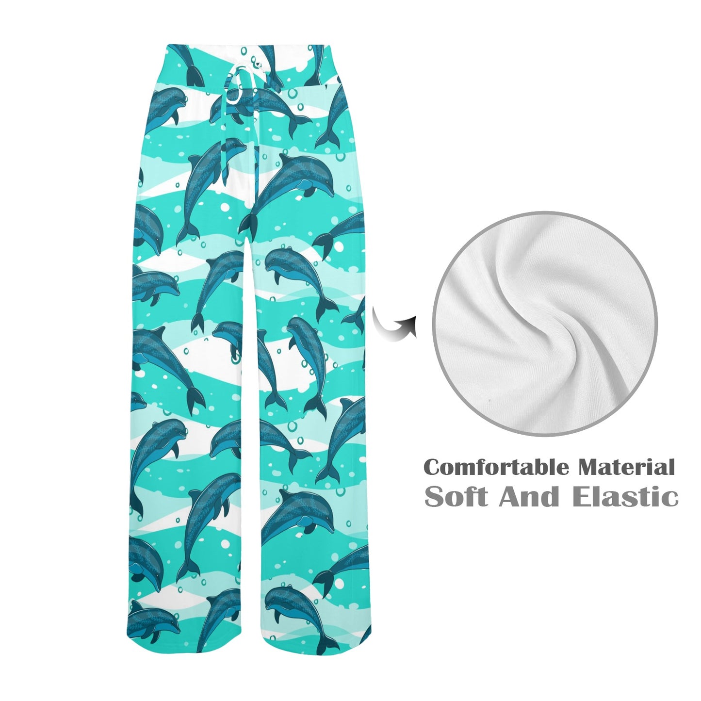 Dolphin Design Print Pattern Women's Wide Leg Lounge Pants