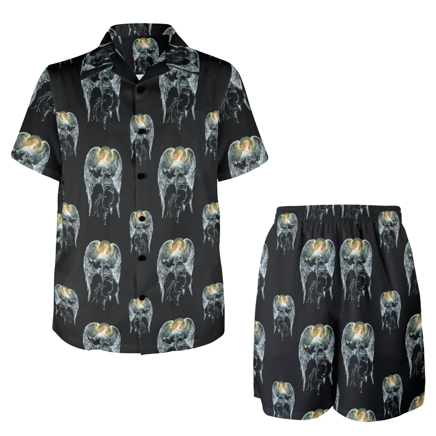 Angel with Wings Cute Design Print Men's Beach Shirt and Shorts Set