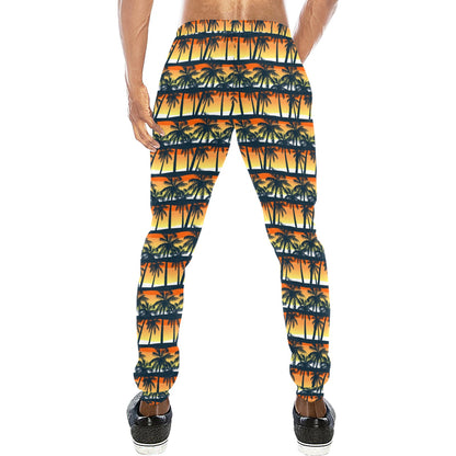Palm Tree Sunset Design Print Men's Sweatpants
