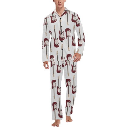 Bass Guitar Pattern Print Design 03 Men's Long Pajama Set