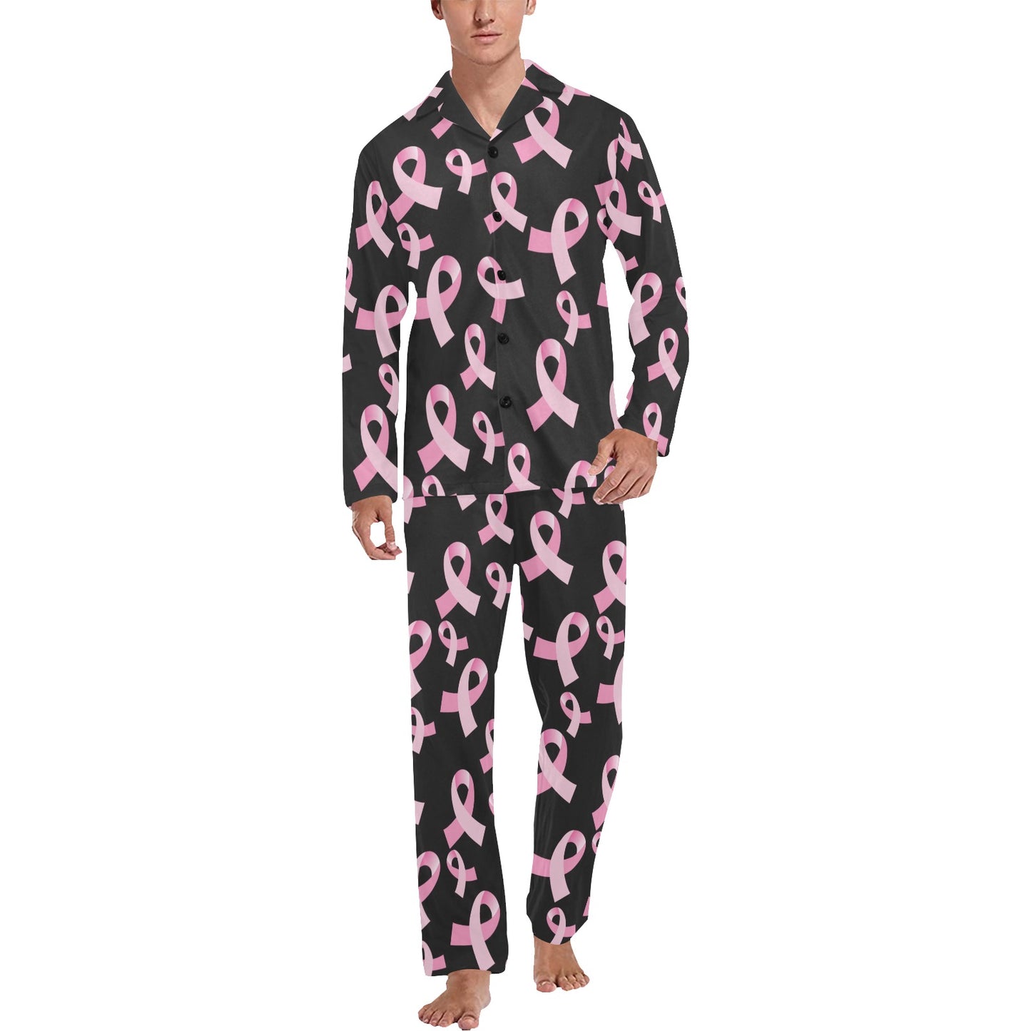 Breast Cancer Awareness Design Men's Long Pajama Set