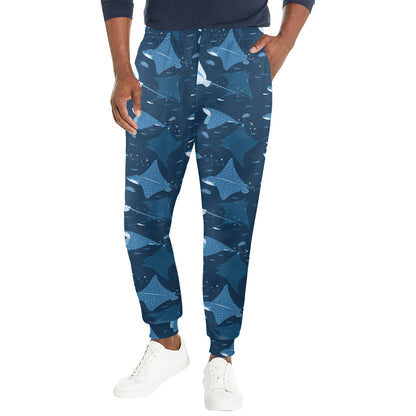 Manta Ray Pattern Print Design 02 Men's Casual Track Pants