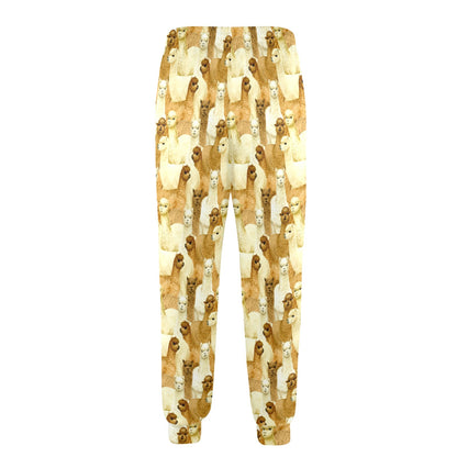 Alpaca Watercolor Design Themed Print Men's Casual Track Pants