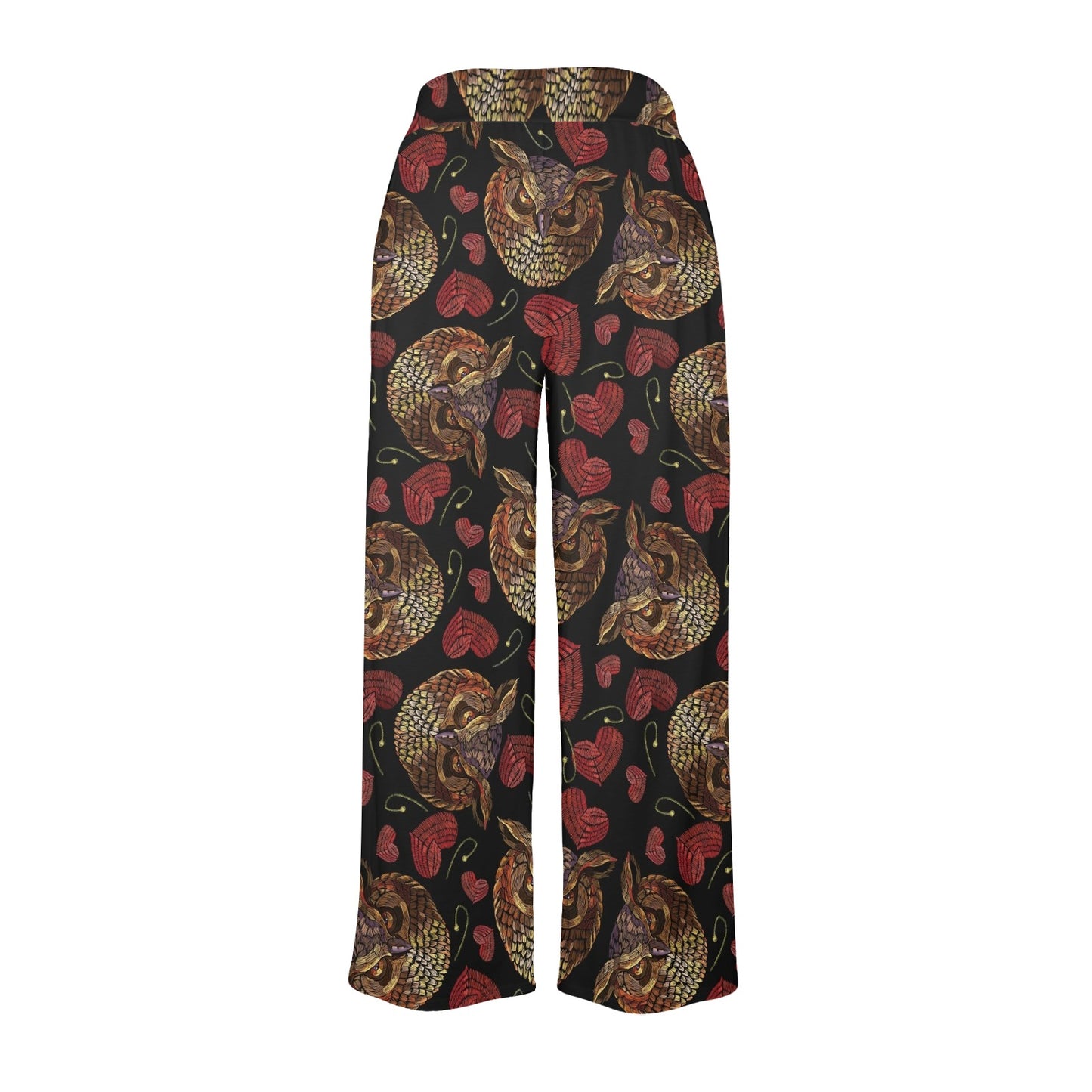 Owl Pattern Print Design A08 Women's Wide Leg Lounge Pants