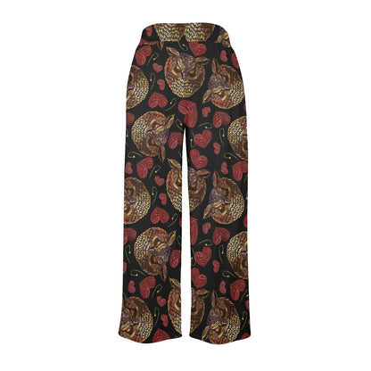 Owl Pattern Print Design A08 Women's Wide Leg Lounge Pants