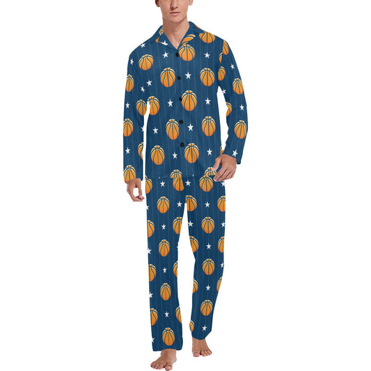 Basketball Star Print Pattern Men's Long Pajama Set