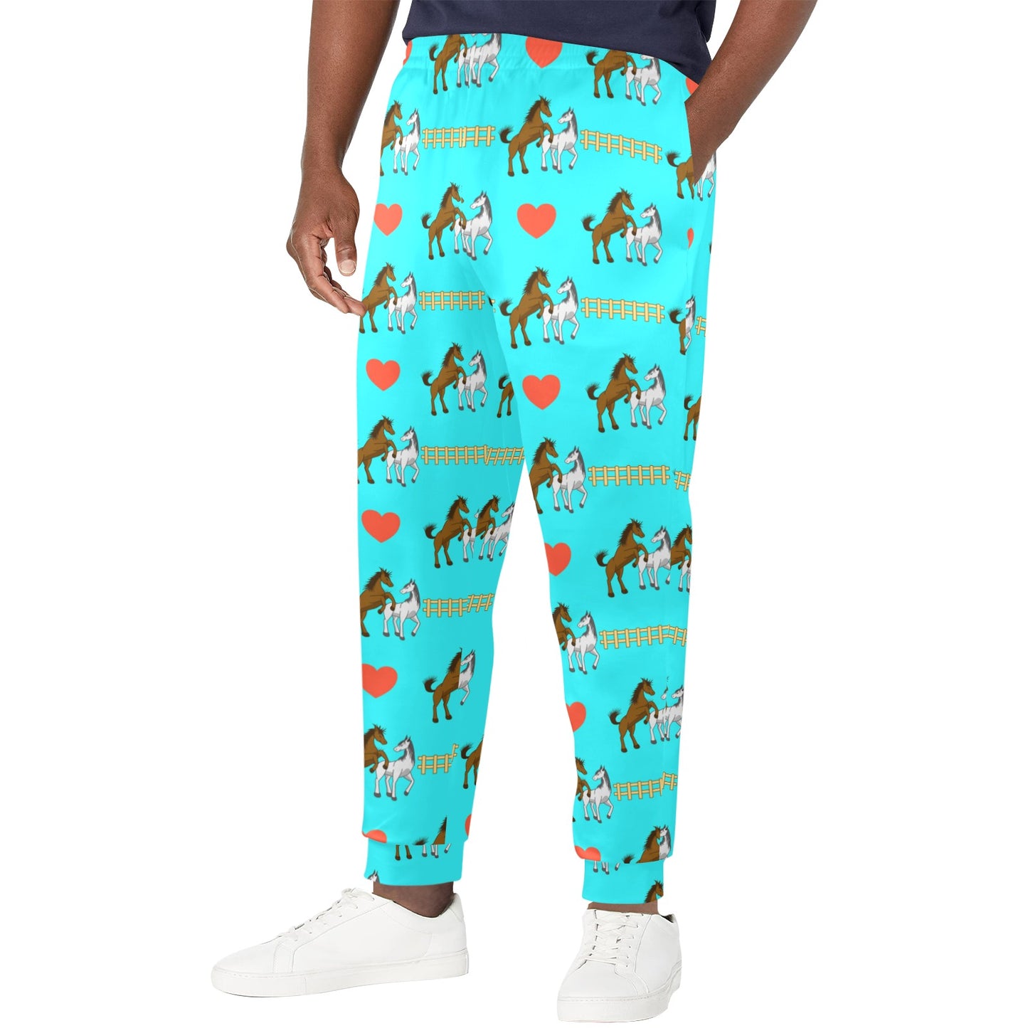 Horse Couple Love Print Design LKS309 Men's Casual Track Pants