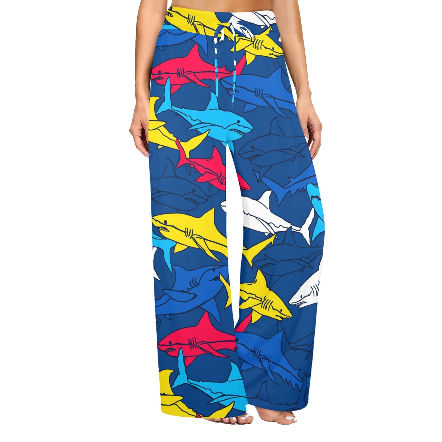 Shark Color Pattern Women's Wide Leg Lounge Pants