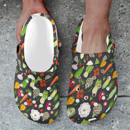 Vegan Pattern Themed Design Print Unisex Clogs Shoes