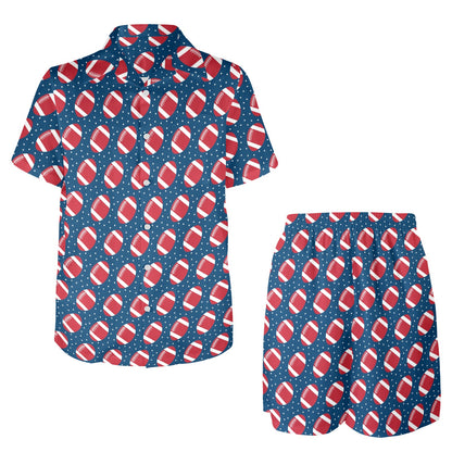 American Football Star Design Pattern Men's Beach Shirt and Shorts Set