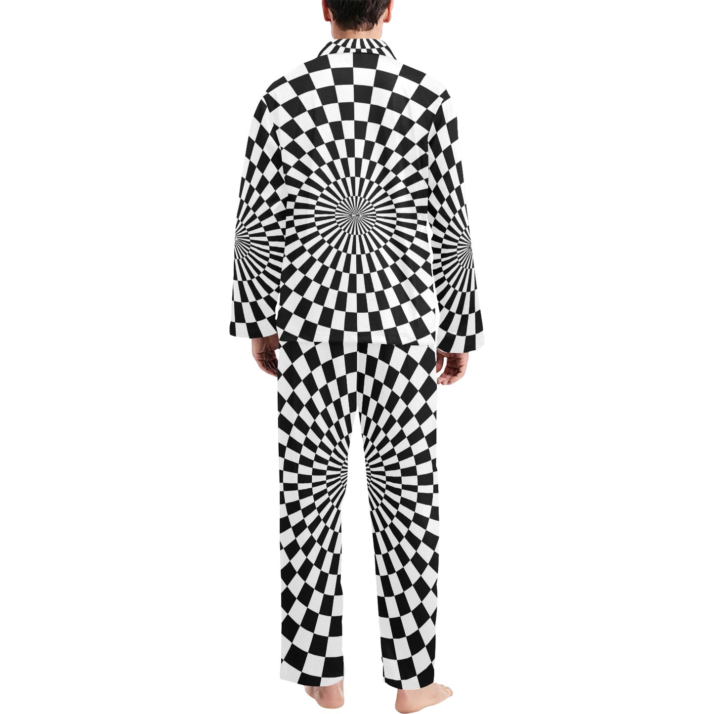 Checkered Flag Optical illusion Men's Long Pajama Set