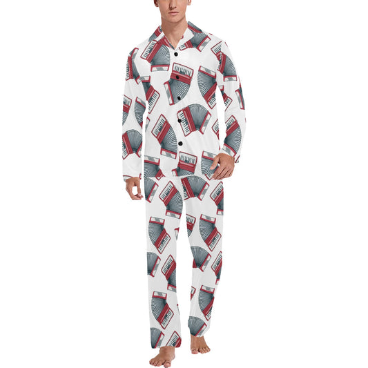 Accordion Pattern Print Design 03 Men's Long Pajama Set