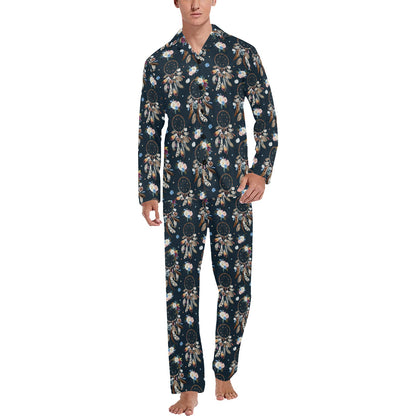 Dream Catcher Boho Floral Style Men's Long Pajama Set