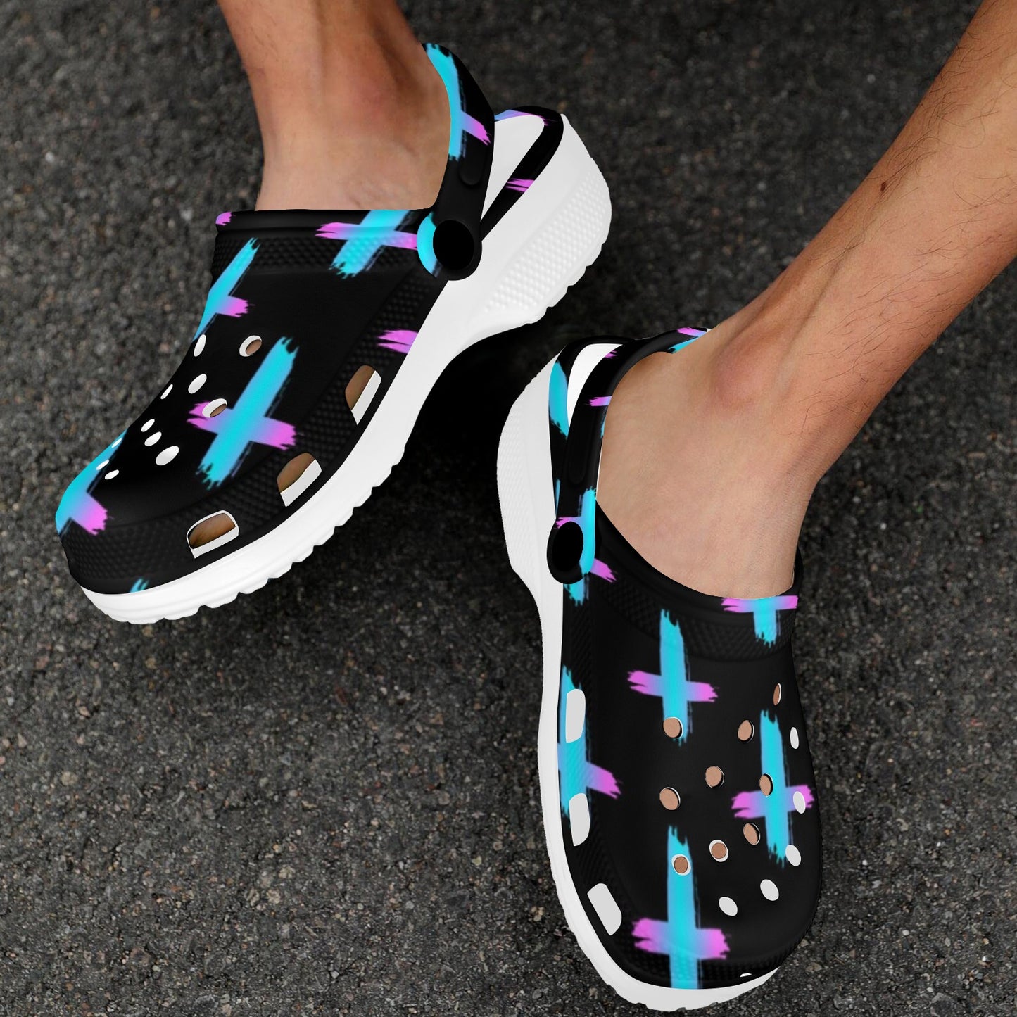 Christian Cross neon Pattern Unisex Clogs Shoes