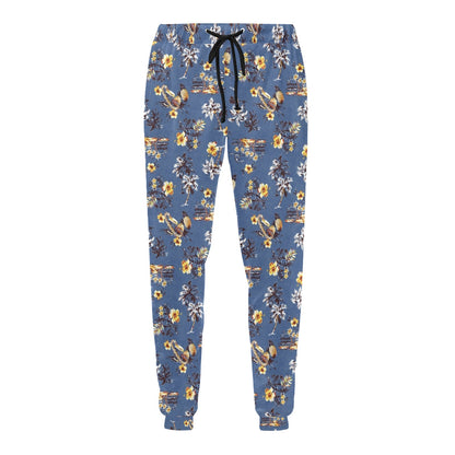 Hawaiian Flower Blue Print Men's Sweatpants