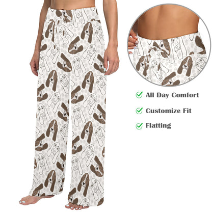 Basset Hound Pattern Print Design 01 Women's Wide Leg Lounge Pants