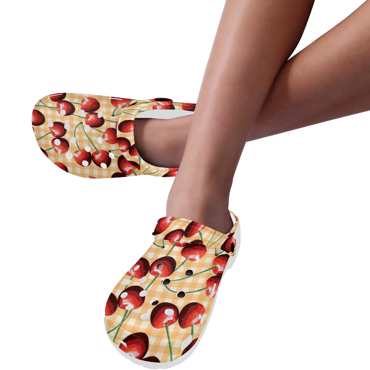 Cherry Orange Plaid Print Unisex Clogs Shoes
