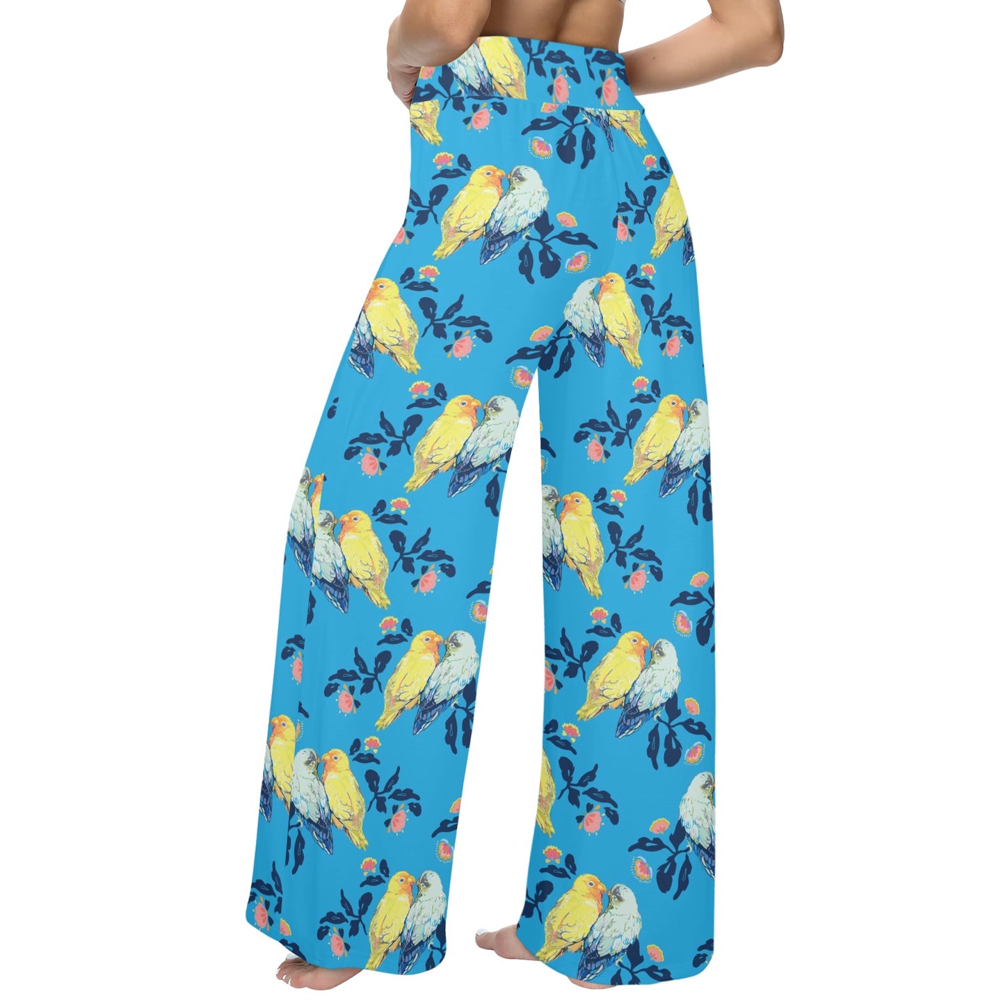 Lovebird Pattern Print Design 03 Women's Wide Leg Lounge Pants
