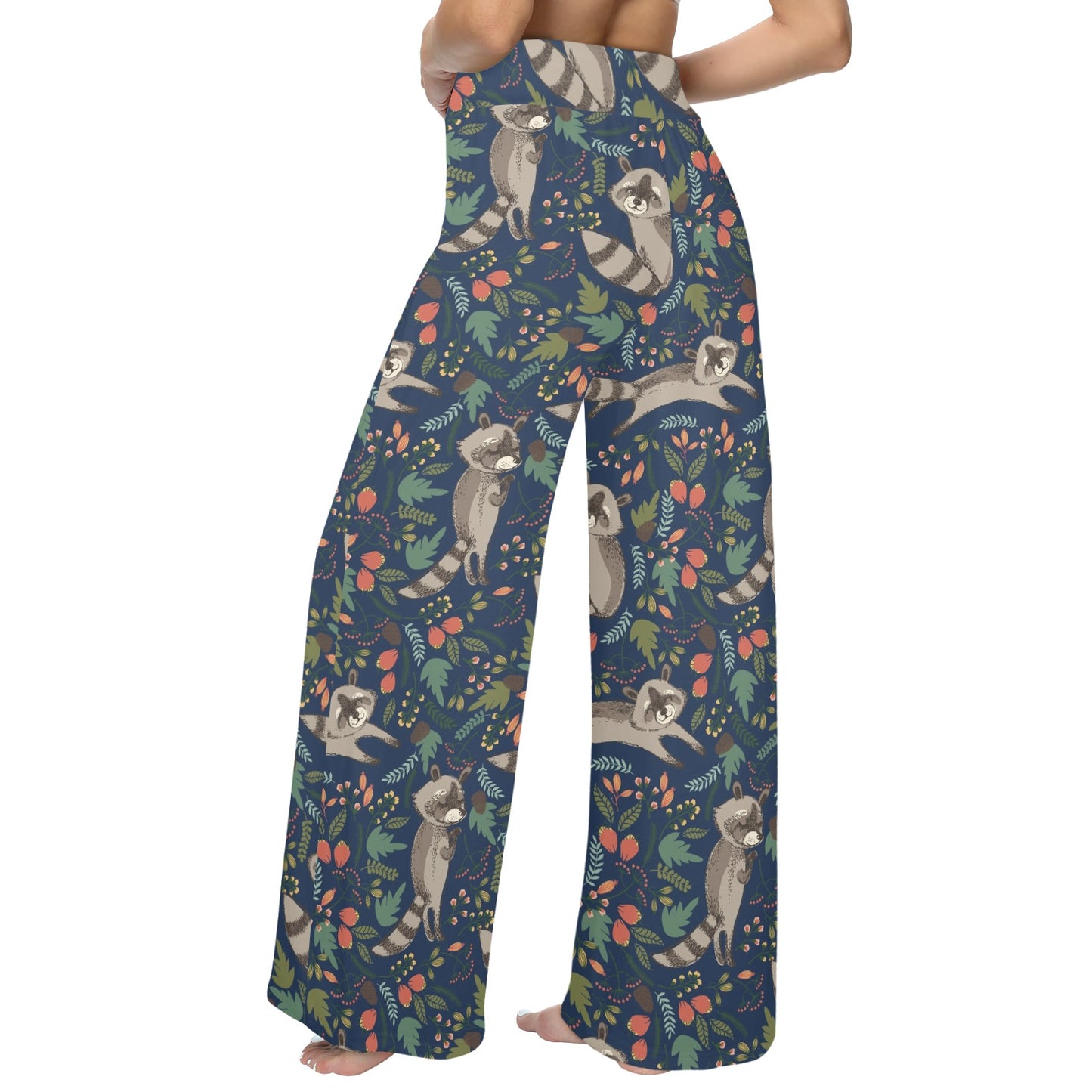 Raccoon Pattern Print Design A02 Women's Wide Leg Lounge Pants