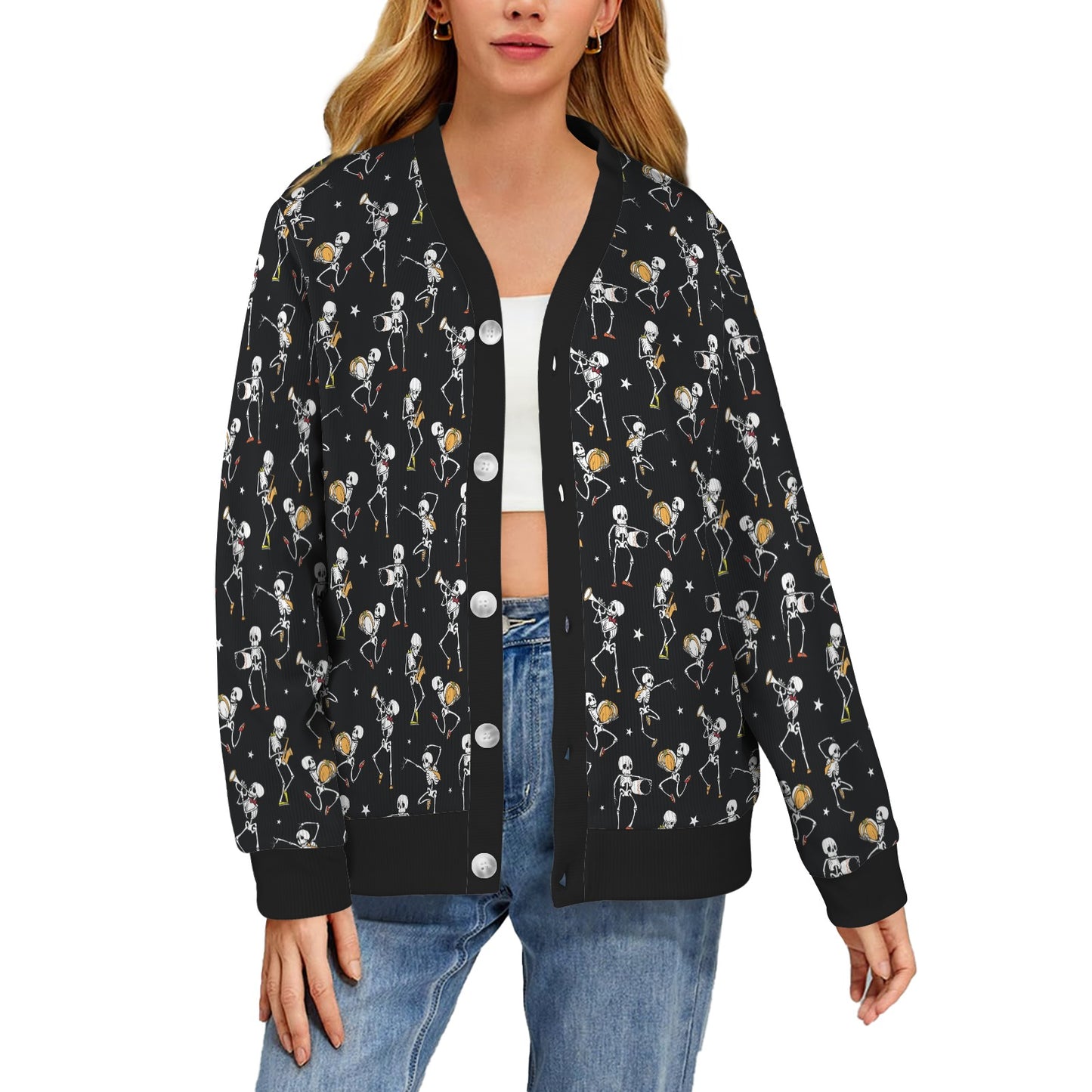 Skeleton Dance Print Women's Cardigan