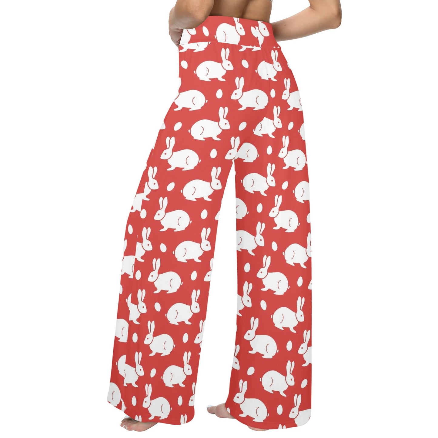 Rabbit Pattern Print Design RB017 Women's Wide Leg Lounge Pants