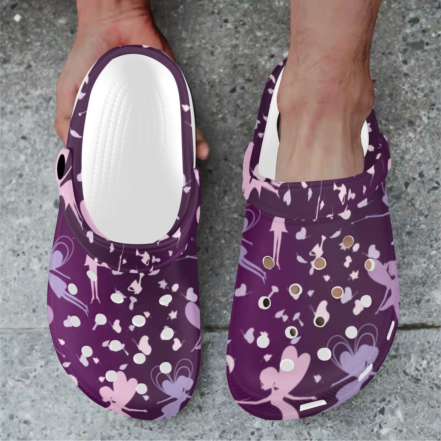 Fairy Pink Print Pattern Unisex Clogs Shoes