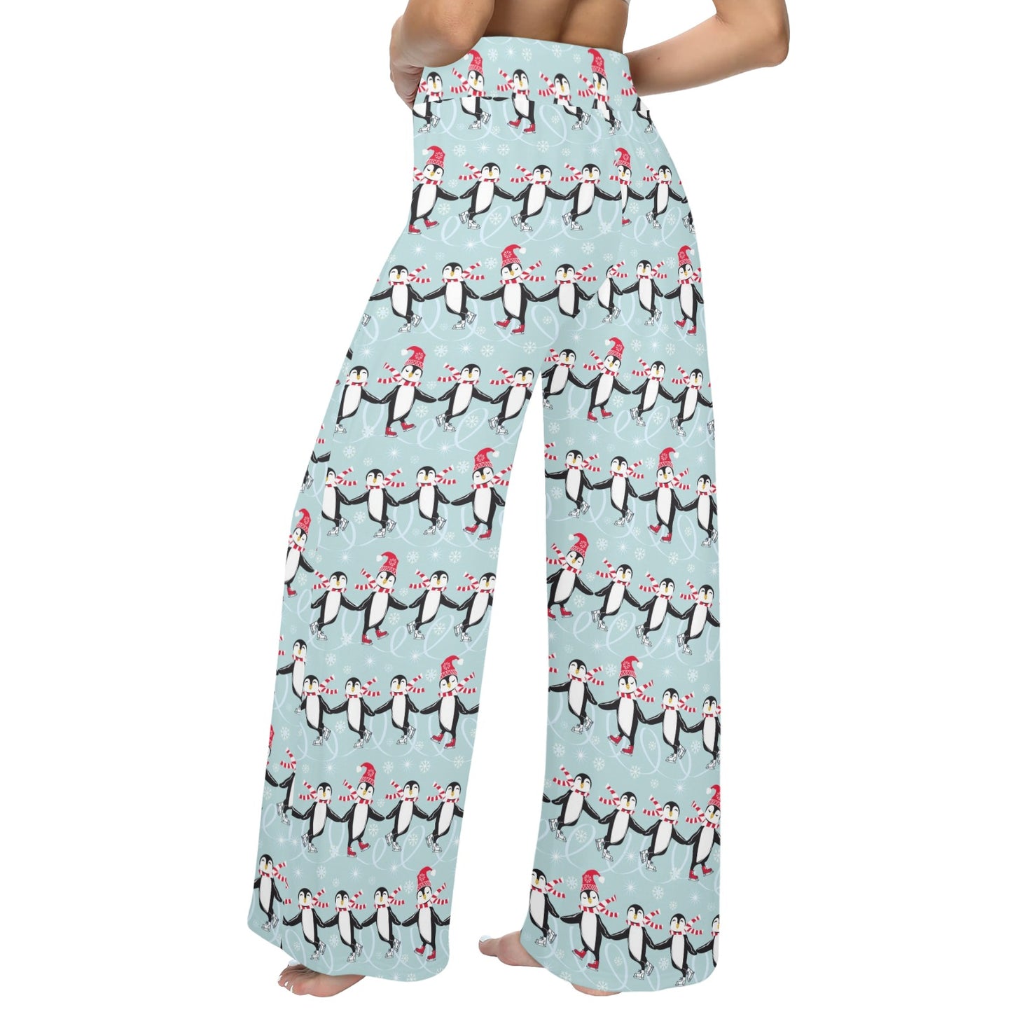 Penguin Sking Design Women's Wide Leg Lounge Pants