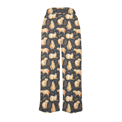 Capybara Pattern Print Design 02 Women's Wide Leg Lounge Pants