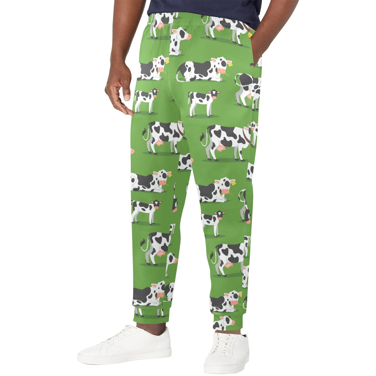 Cow Happy Print Pattern Men's Casual Track Pants