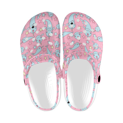 Narwhal Cartoon Cute Print Unisex Clogs Shoes