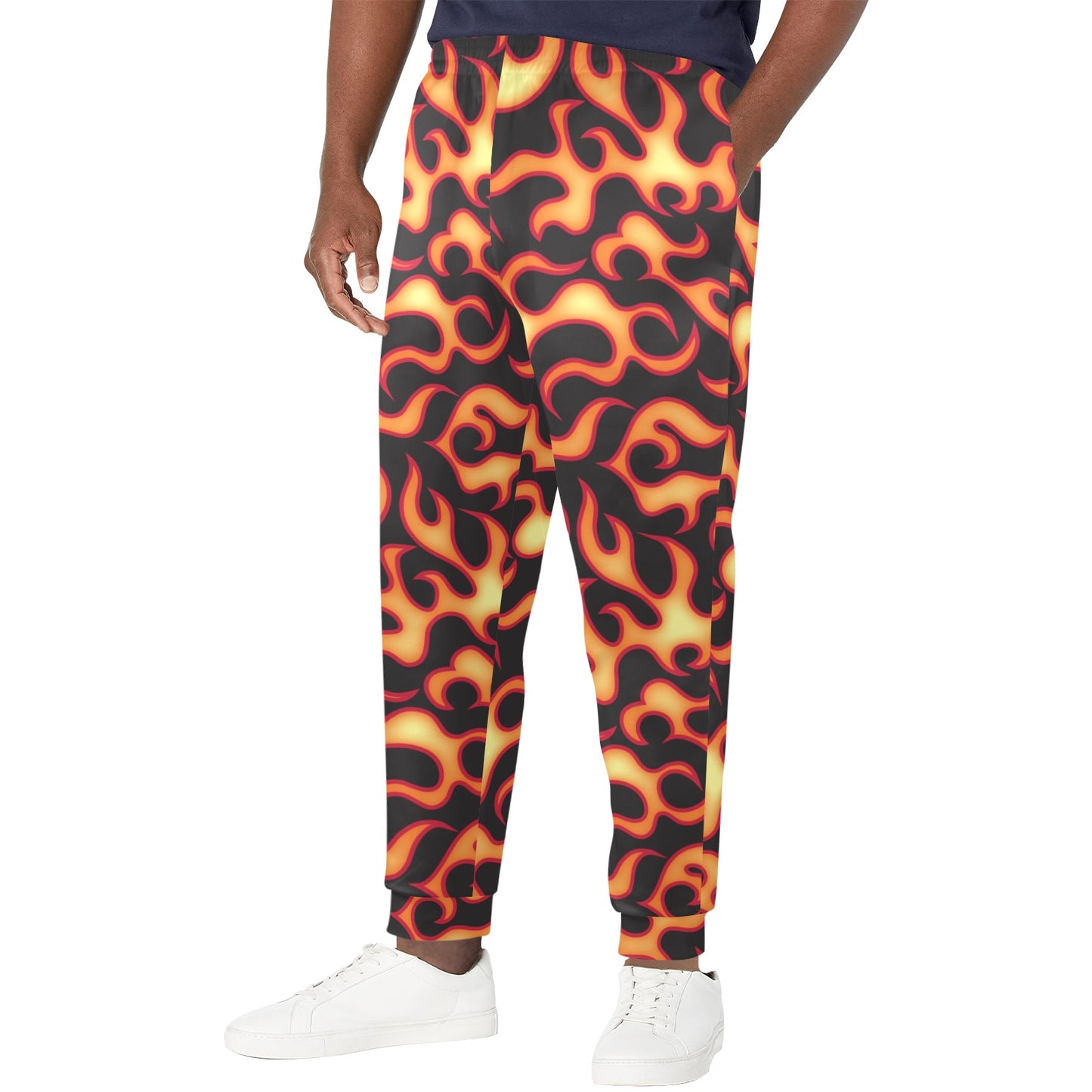 Flame Fire Themed Print Men's Casual Track Pants