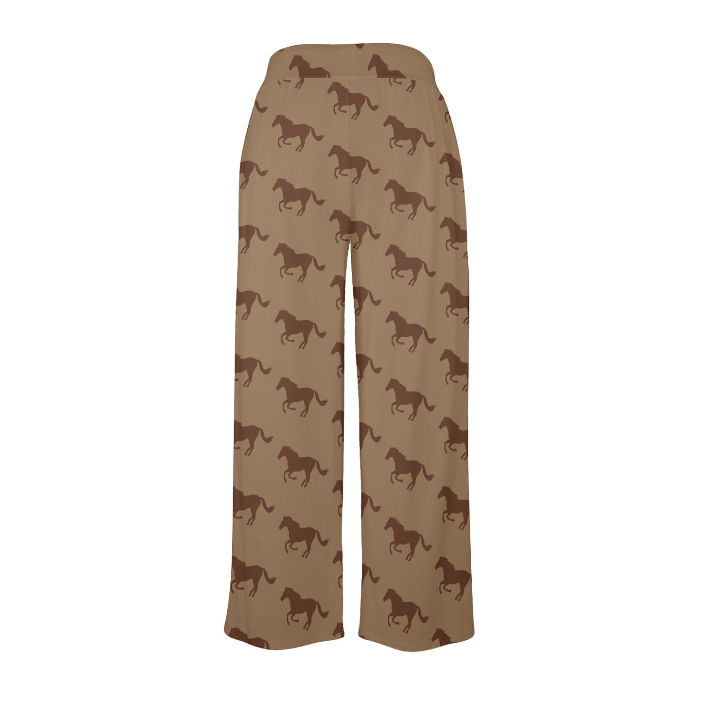 Horse Brown Print Design LKS307 Women's Wide Leg Lounge Pants