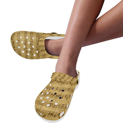 Music Note Vintage Themed Print Unisex Clogs Shoes