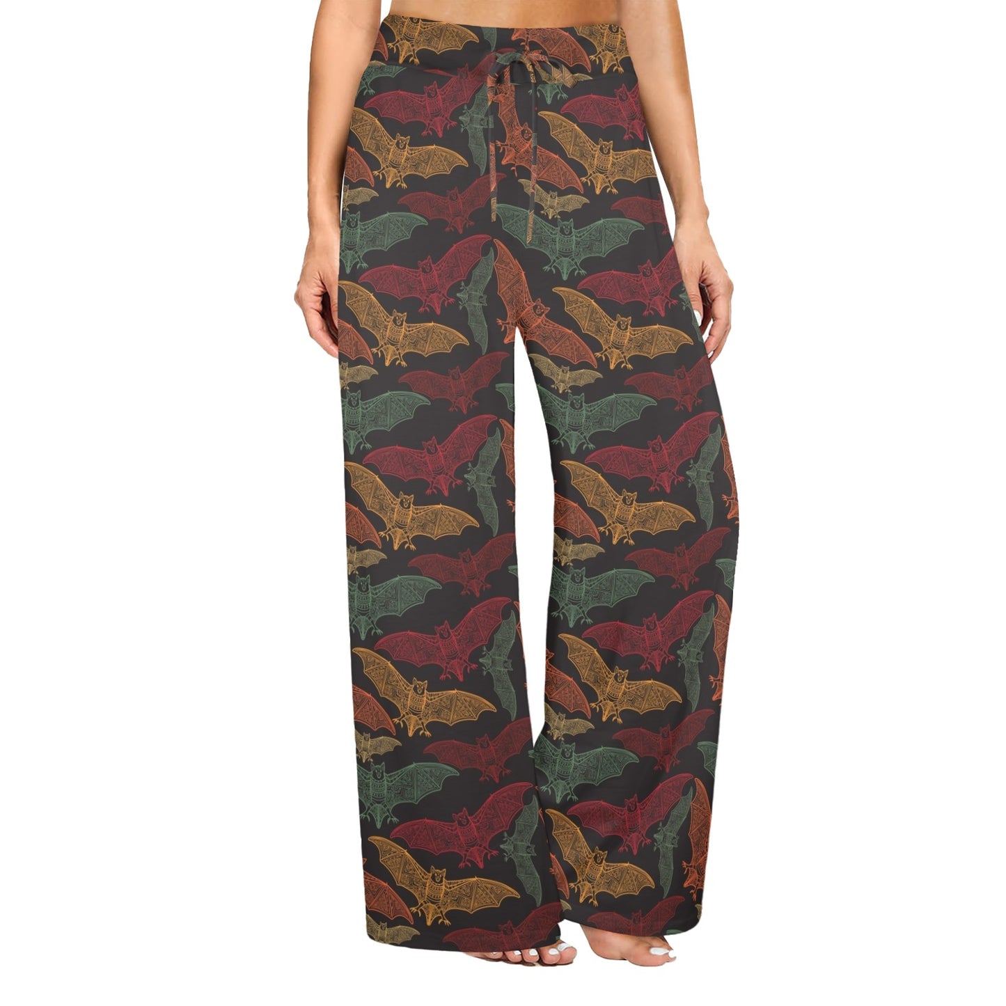 Bat Tribal Pattern Print Design 03 Women's Wide Leg Lounge Pants