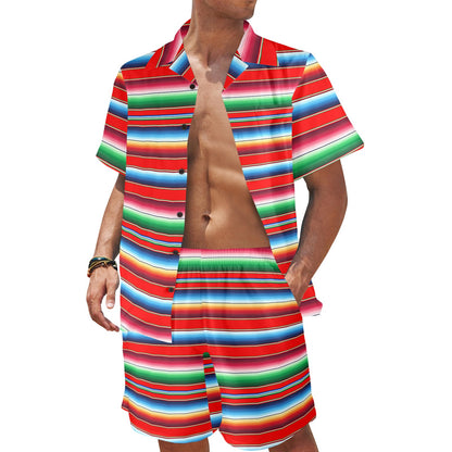 Serape Print Men's Beach Shirt and Shorts Set