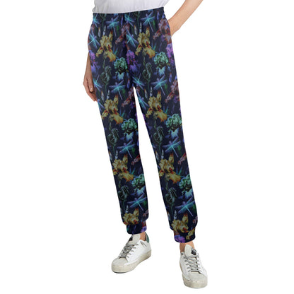 Dragonfly With Floral Print Pattern Women's Casual Track Pants