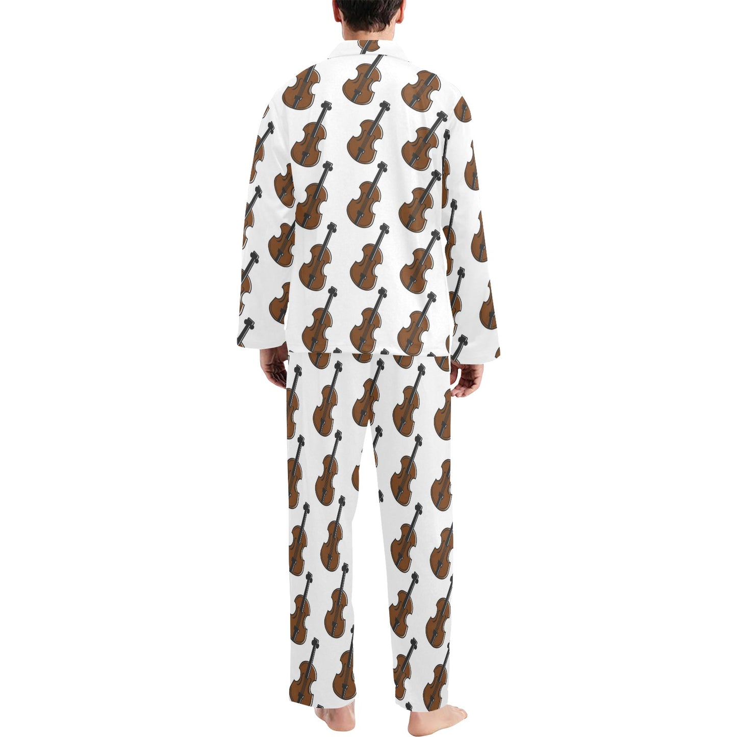 Violin Print Design LKS405 Men's Long Pajama Set