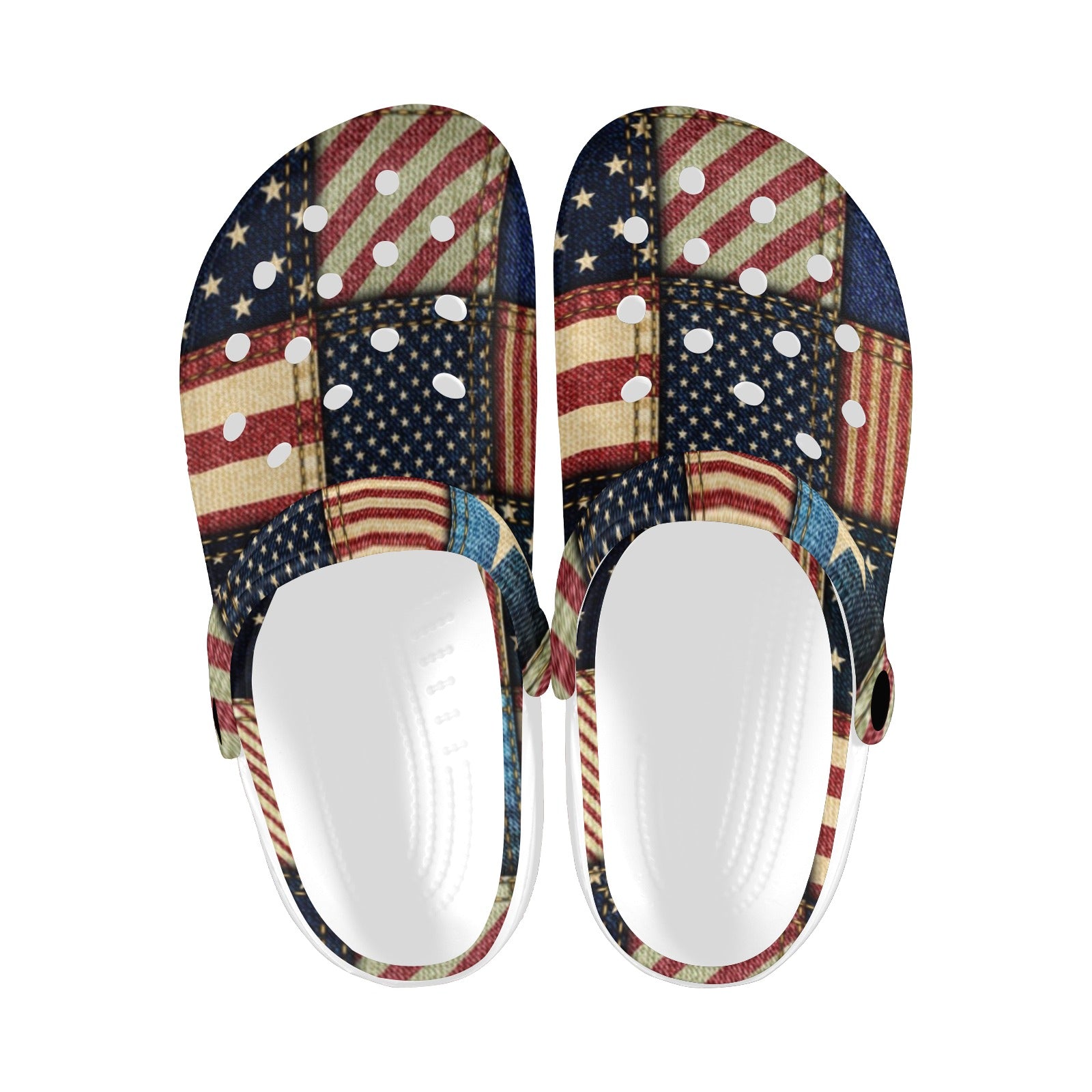 American flag Patchwork Design Unisex Clogs Shoes