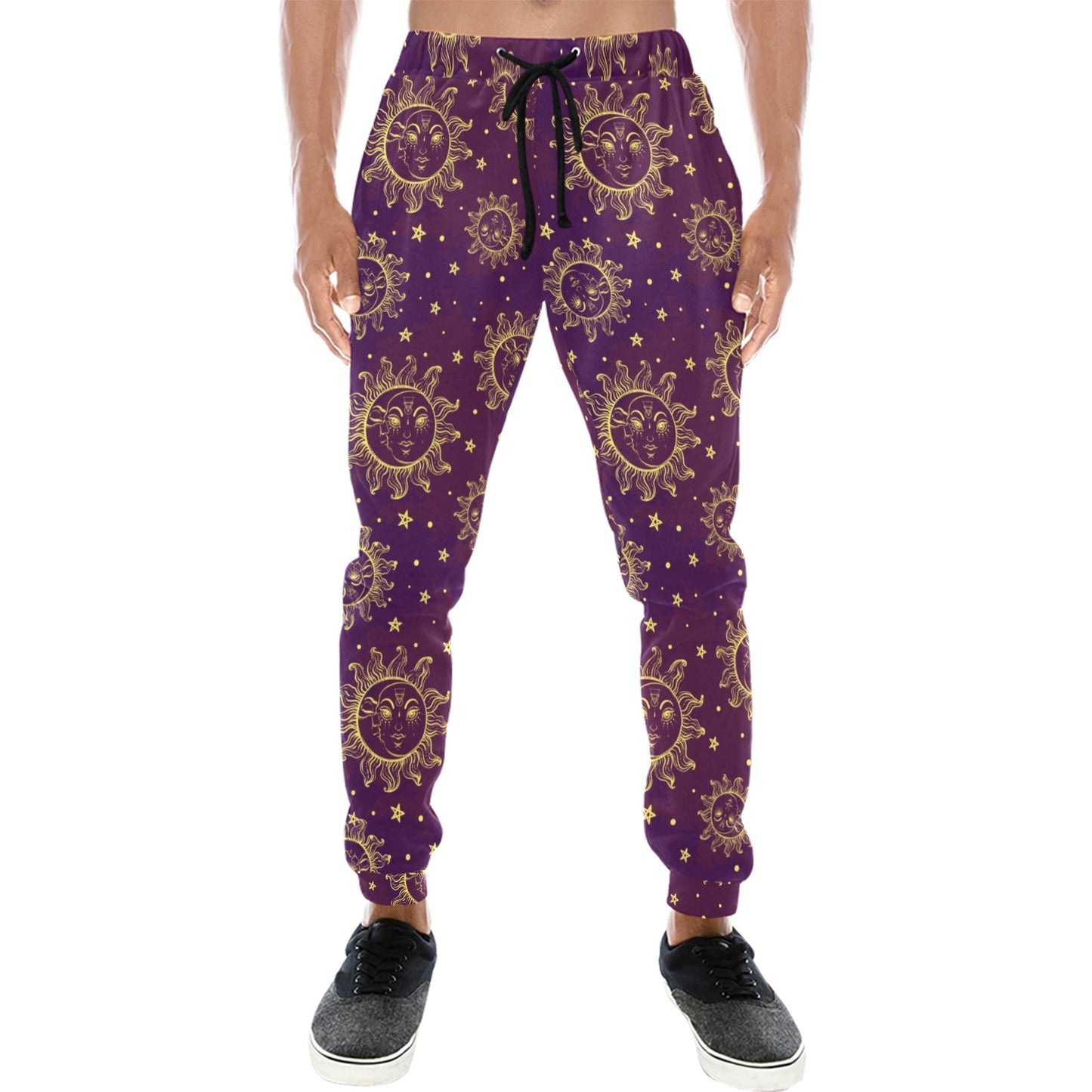 Sun Moon Star Design Themed Print Men's Sweatpants