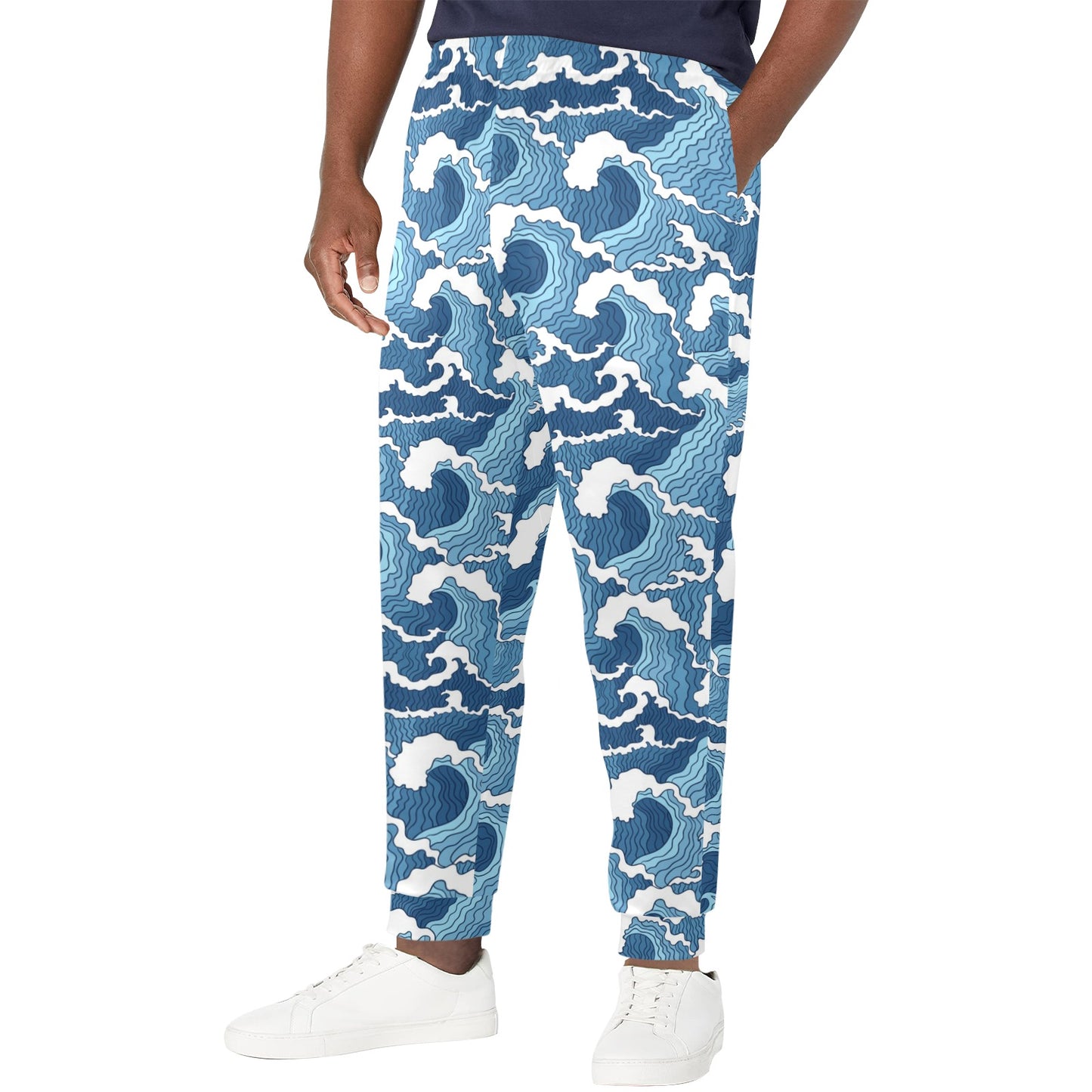 Wave Themed Pattern Print Men's Casual Track Pants