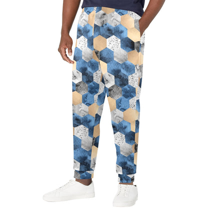 Hexagonal Design Print Pattern JJ0345 Men's Casual Track Pants