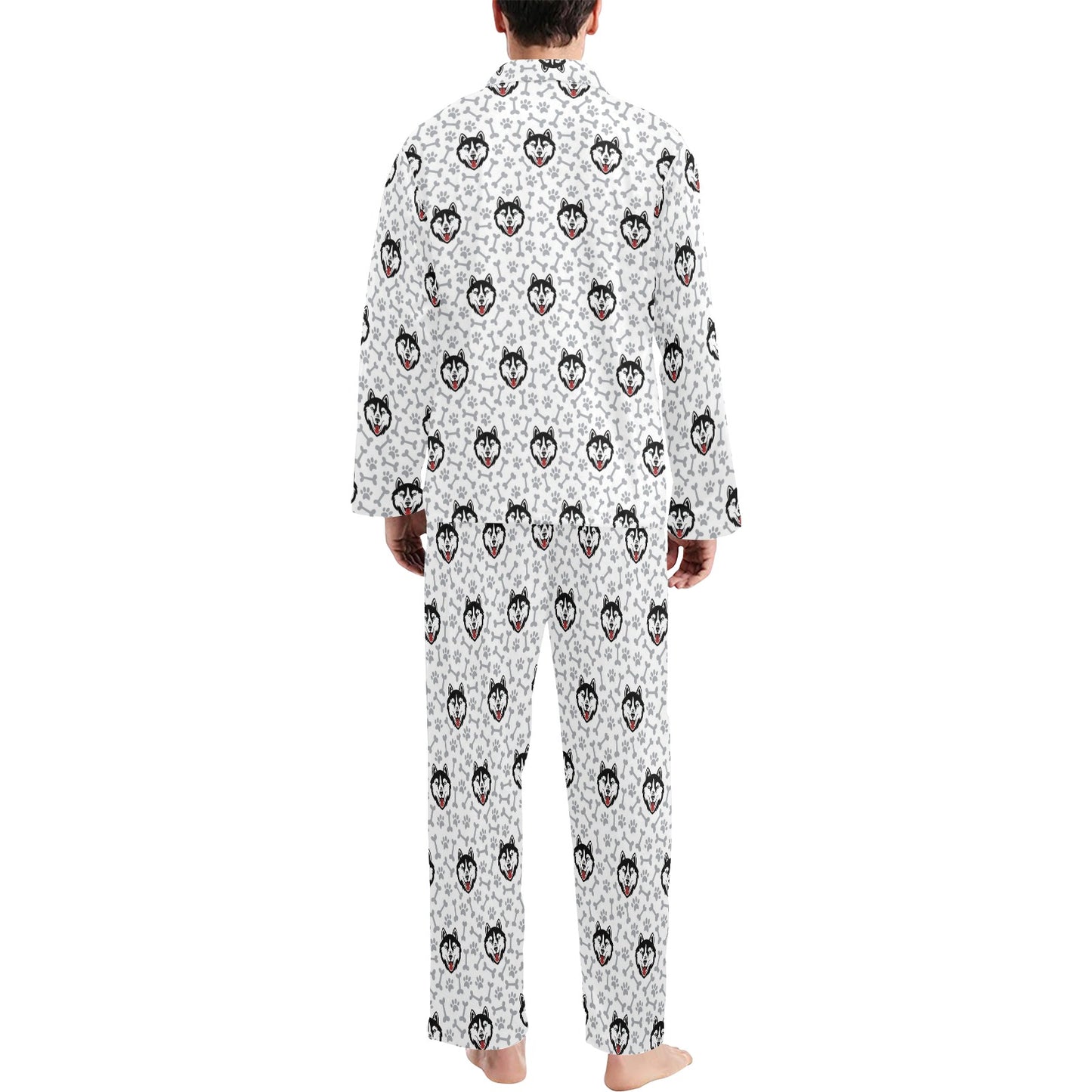 Siberian Huskies Print Design LKS305 Men's Long Pajama Set