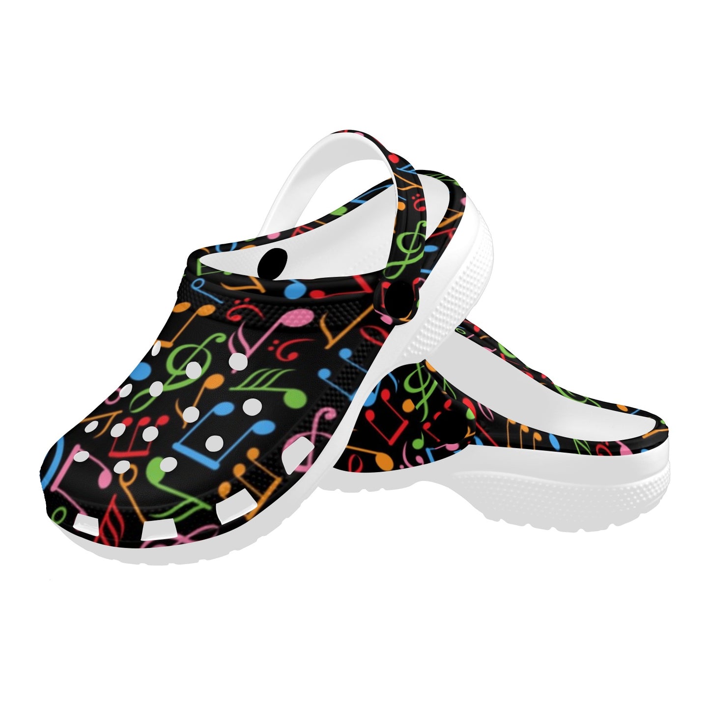Music Note Colorful Themed Print Unisex Clogs Shoes